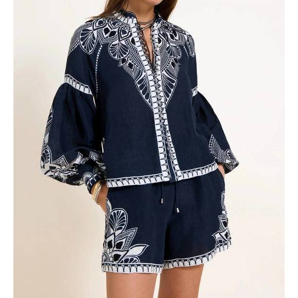 SCARLETT POPPIES Tops - NEW SCARLETT POPPIES sabrina top in navy blue